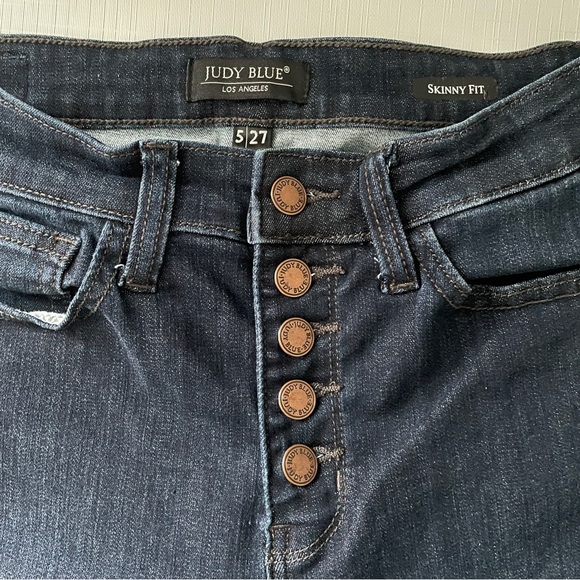 JUDY BLUE Dark Wash Denim Hi-Rise Button Fly Skinny Stretch Viral Jean 5/27 - Picture 11 of 13